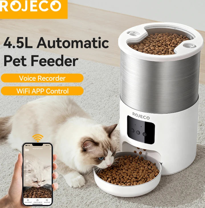 ROJECO 4.5L Smart Pet Feeder with WiFi App Control