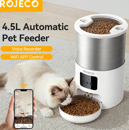 ROJECO 4.5L Smart Pet Feeder with WiFi App Control