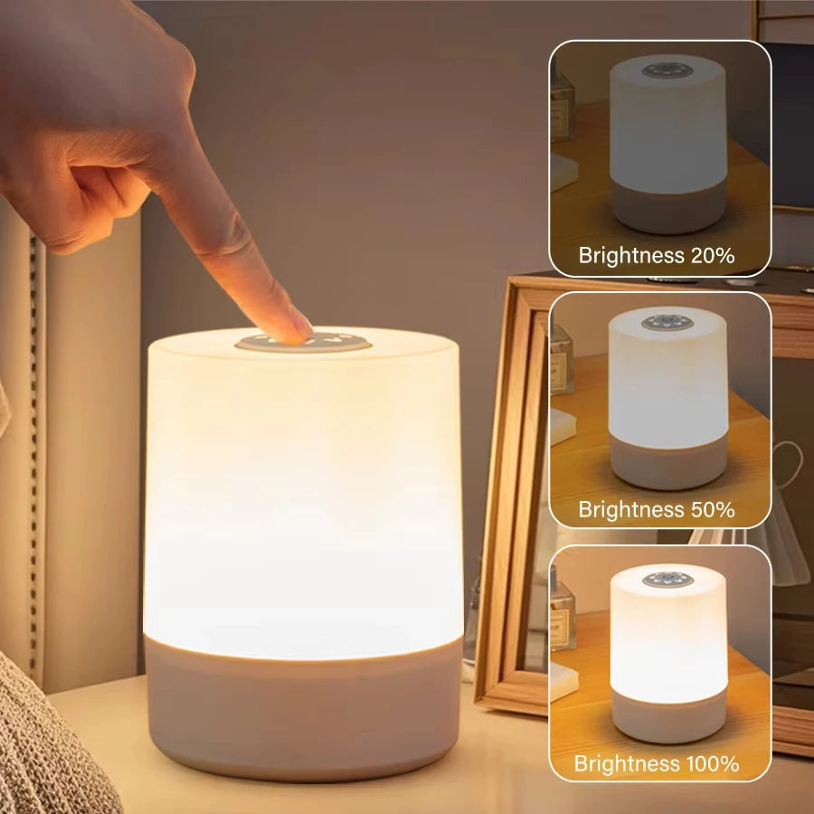LED Touch Night Light - Dimmable Rechargeable Bedside Lamp