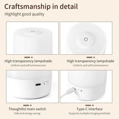 LED Touch Night Light - Dimmable Rechargeable Bedside Lamp