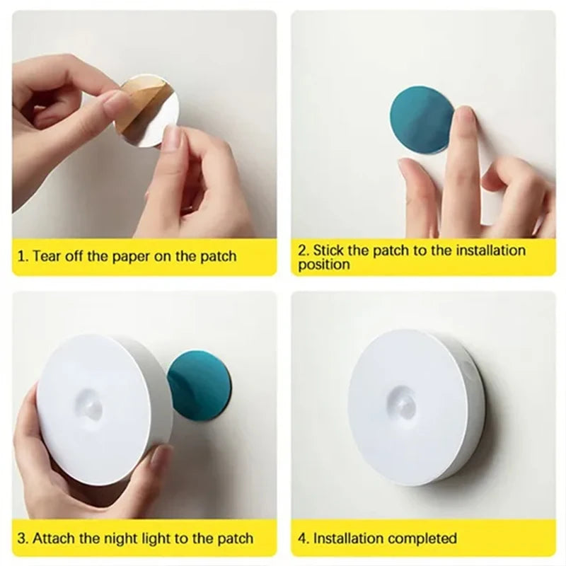 PIR Motion Sensor LED Night Light - USB Rechargeable